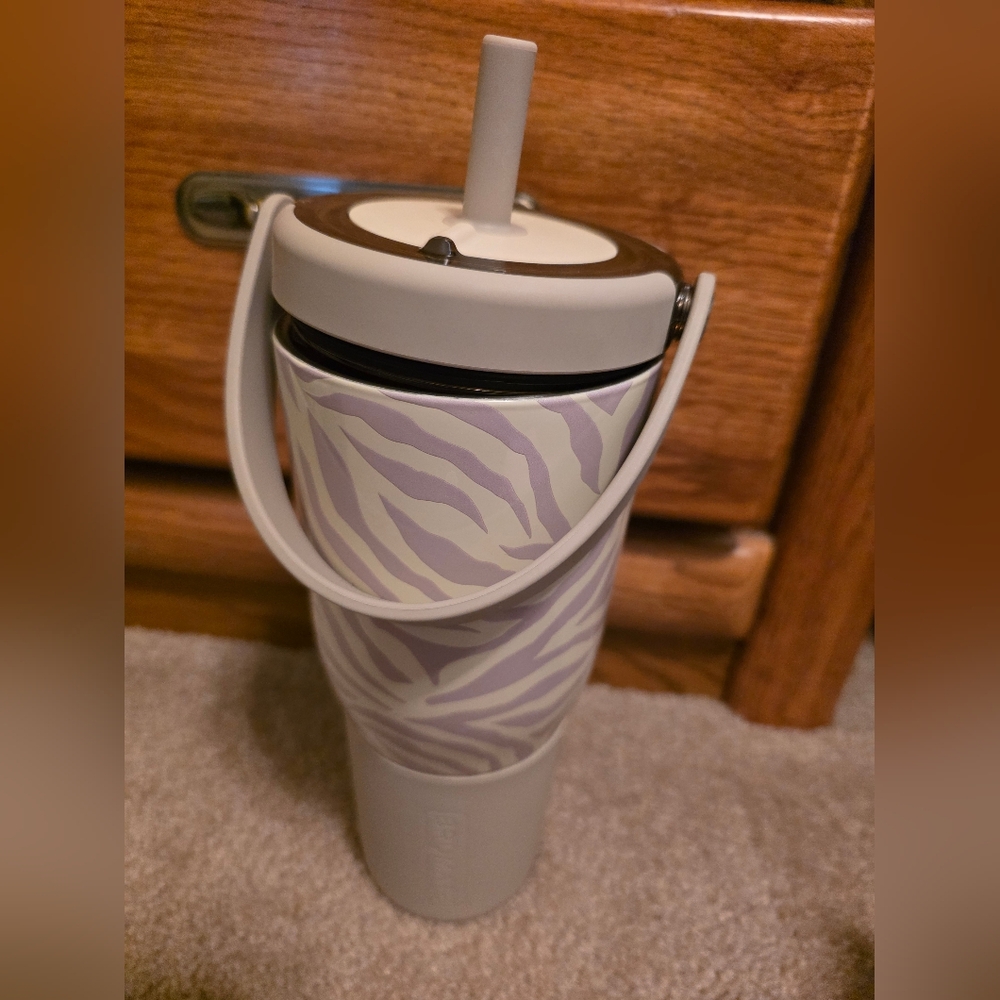 Zebra Pattern Insulated Tumbler with Handle